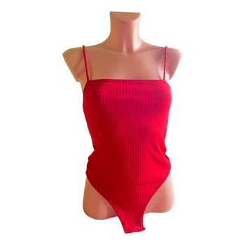 Red ribbed bodysuit
