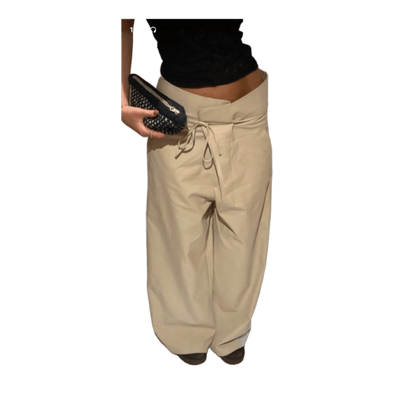 Beige højtaljede bukser