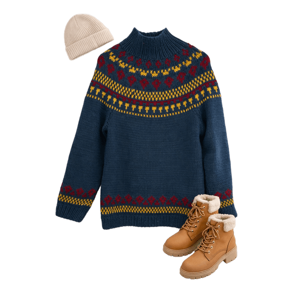 Blue patterned knit sweater