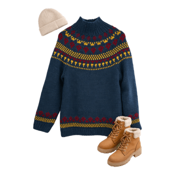 Blue patterned knit sweater