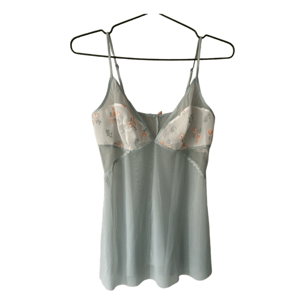 Green floral mesh camisole
