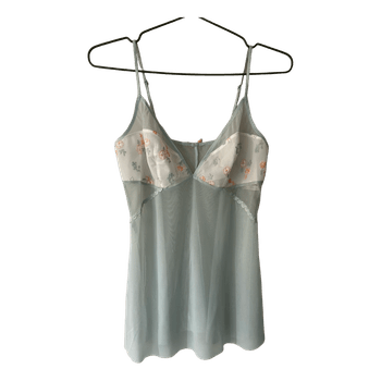 Green floral mesh camisole
