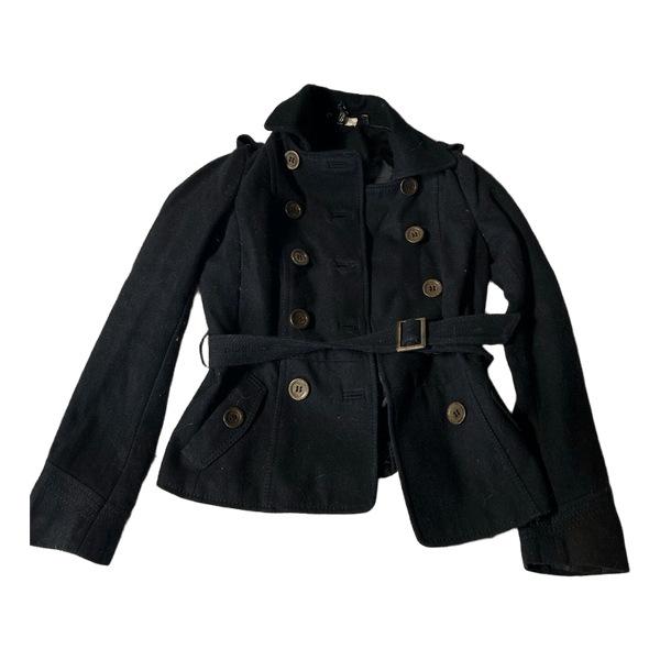 Black double-breasted coat