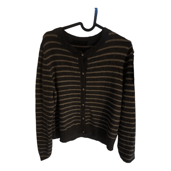 Grå stribet cardigan
