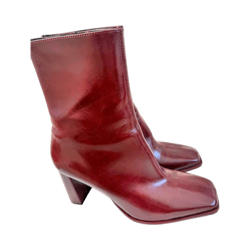 Zara burgundy square toe boots