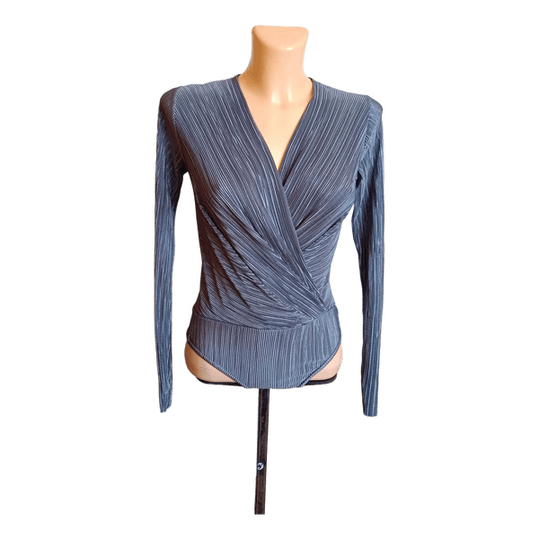 Grey pleated bodysuit