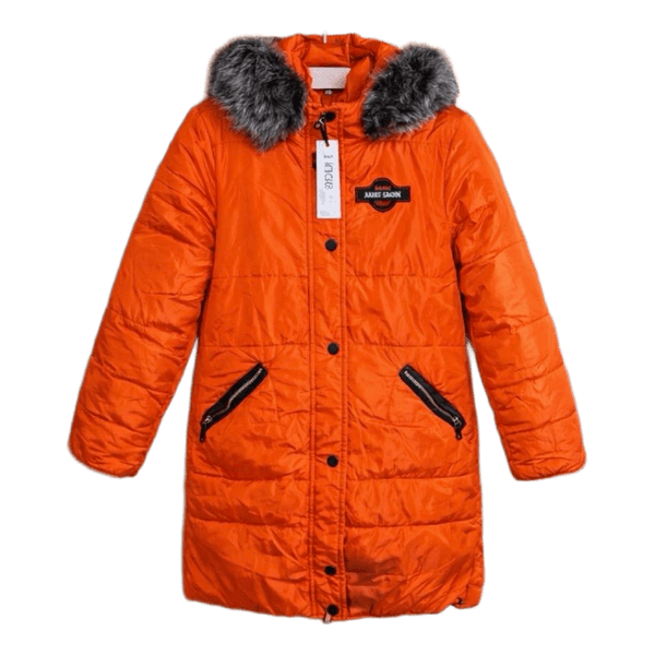 Oranžinė striukė su kailiu