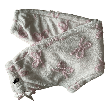White plush lounge pants