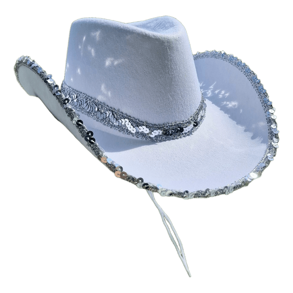 Kaubojiška skrybelė su blizgučiais. Vakarėlio  kepurė Cowboy Cowgirl party