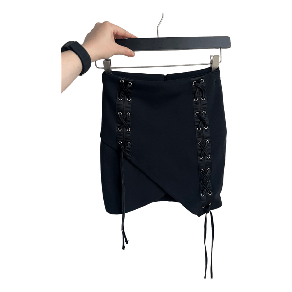 Black laced mini skirt