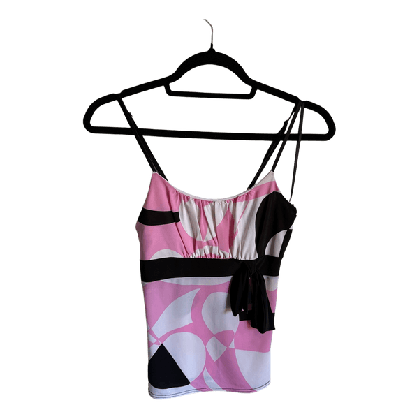 Y2K pink geometric pattern tank top