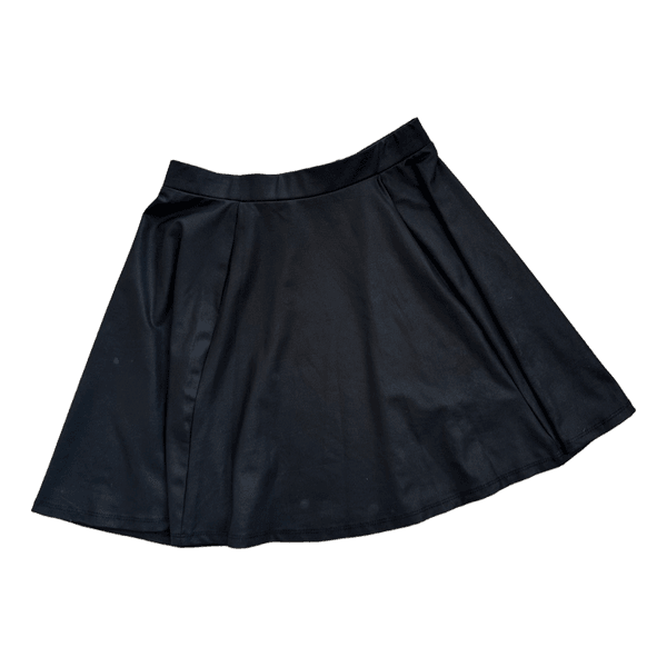 Black flared mini skirt