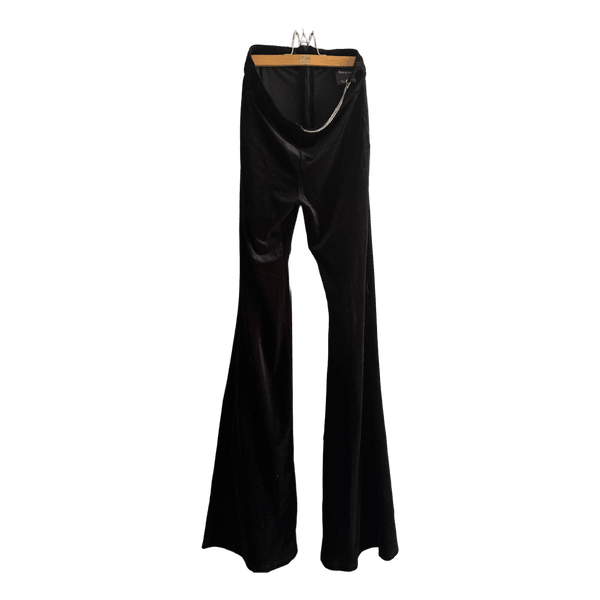 Black velvet flared trousers