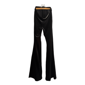 Black velvet flared trousers