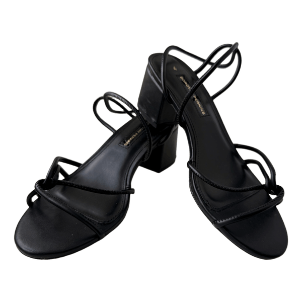 Black block heel sandals