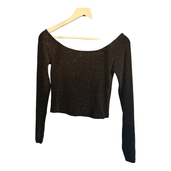 Black glitter long-sleeved top