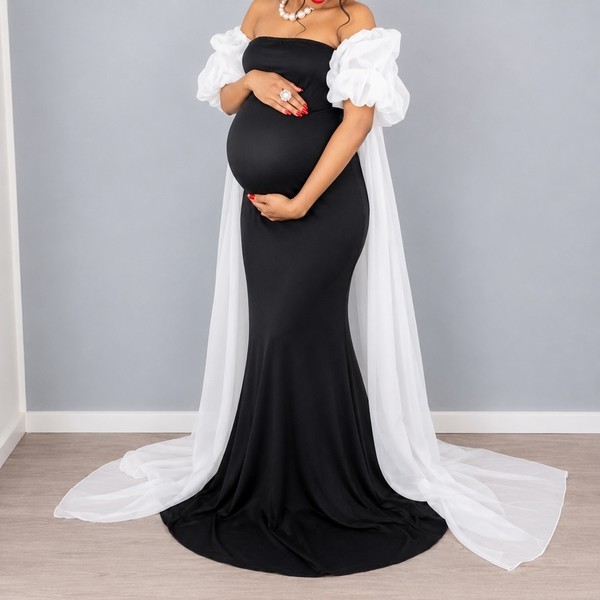 Black maternity maxi dress