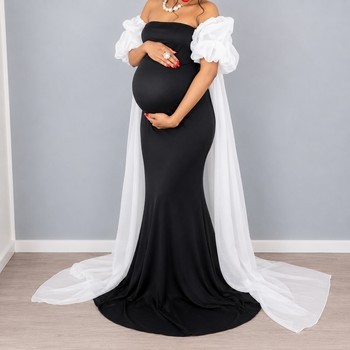 Black maternity maxi dress