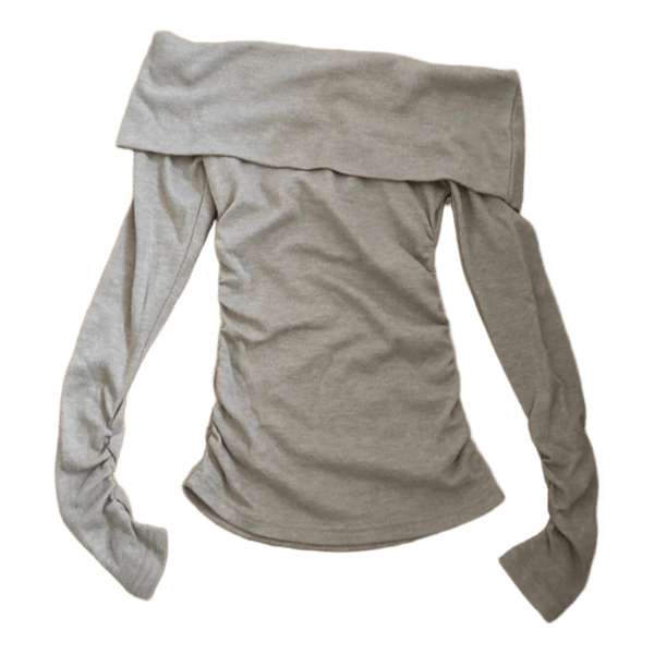 Beige langærmet bluse