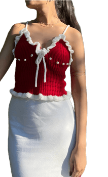 Red knitted crop top