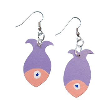 Painted wooden drop earrings