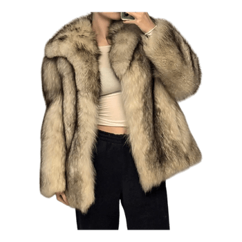Vintage sinikettu turkistakki / vintage fox fur coat