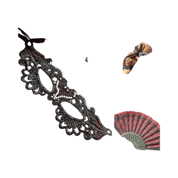 Black lace choker and things with rhinestones 3peaces