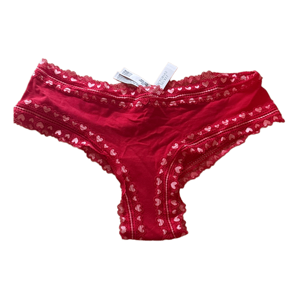 Red heart lace panties