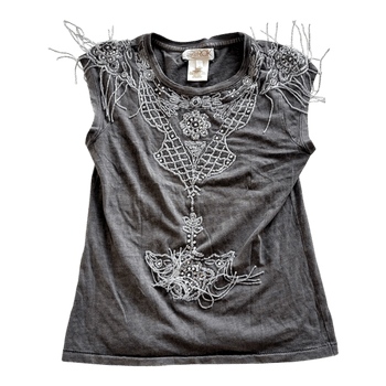 Grey beaded sleeveless top
