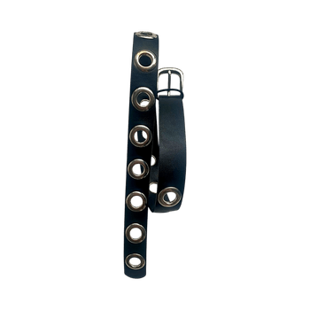 Black Zign belt with silver eyelets