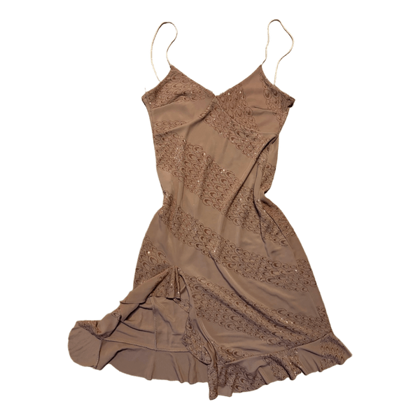Beige glitter slip dress