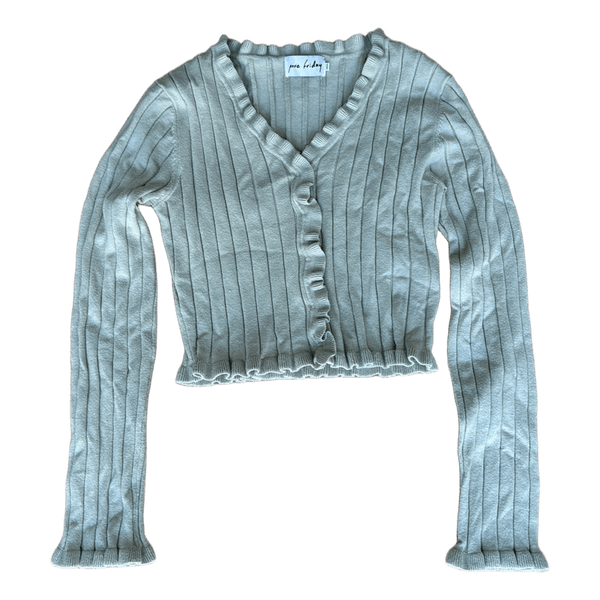 Lysegrøn ribstrikket cardigan