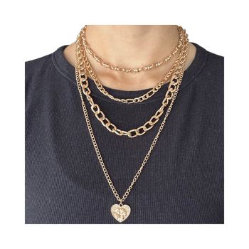 Gold Layered Necklace Set – Y2K / Coquette / Heart Pendant / Statement / Vintage