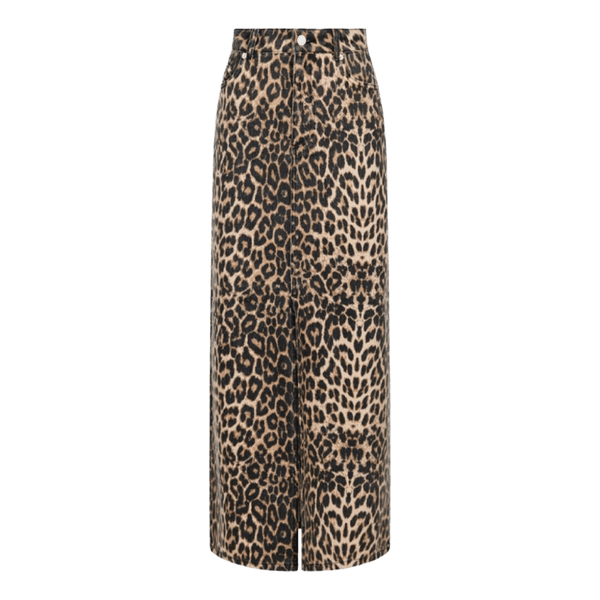 Leopardprint denim nederdel