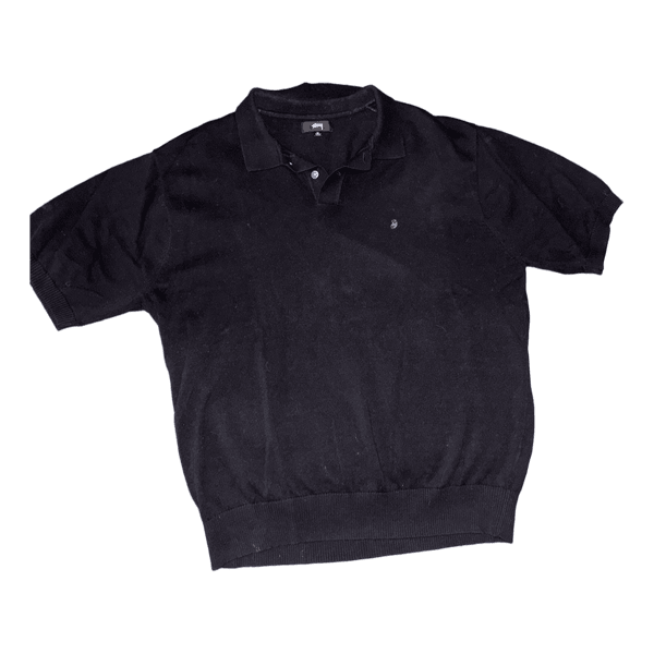 Stussy black knitted polo
