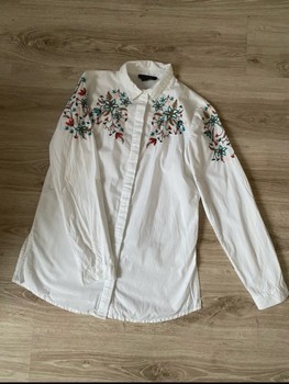 White embroidered button shirt