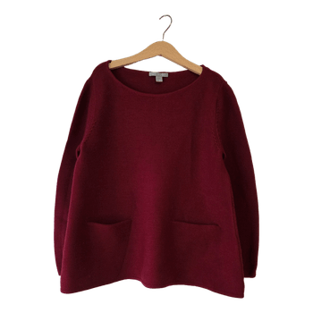 COS 100% Merino Wool A-Line Knit Jumper - Burgundy - XS