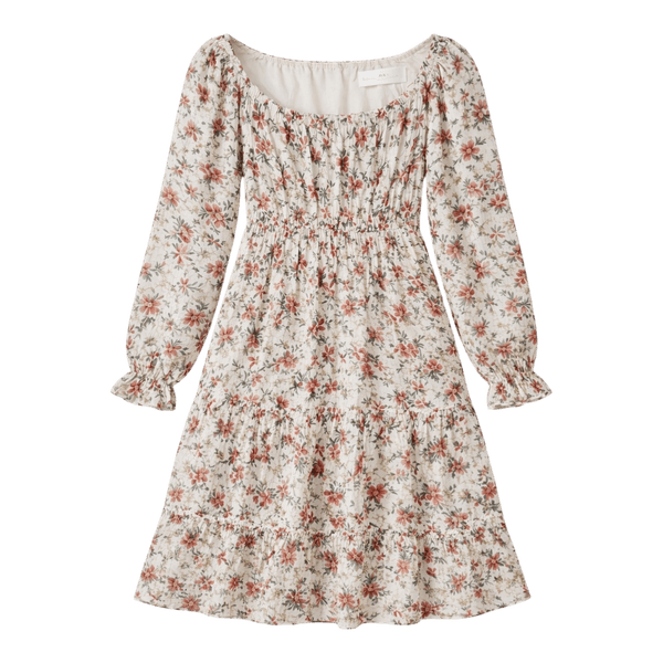 Floral mini dress with long sleeves