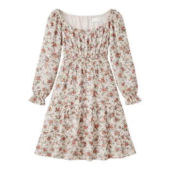 Floral mini dress with long sleeves
