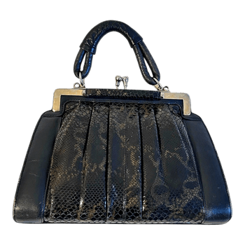 Black snakeskin handbag
