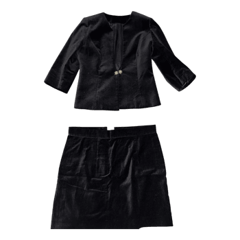 Black velvet skirt suit