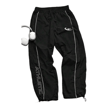 Black athletic nylon joggers