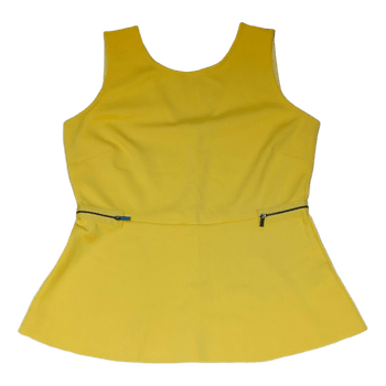 Keltainen hihaton peplum-toppi