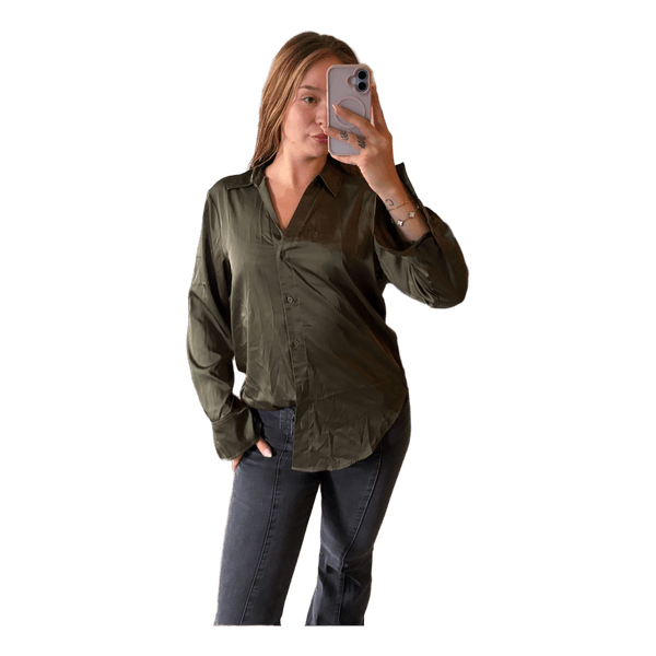 Olive satin shirt