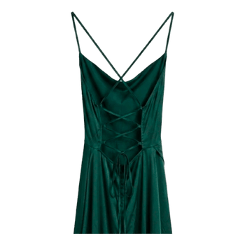 Green satin maxi dress