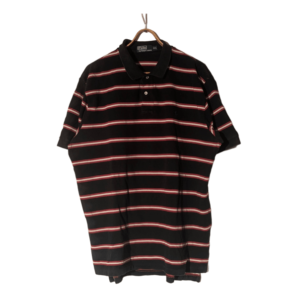 👕 Polo Ralph Lauren Striped Polo Shirt – Black/Red (Size XXL)