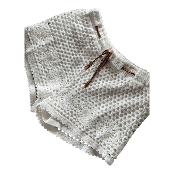 White crochet shorts