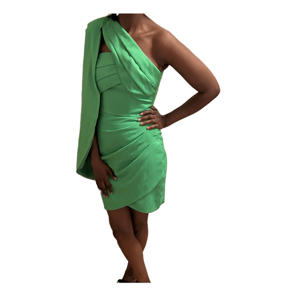Green one-shoulder mini dress