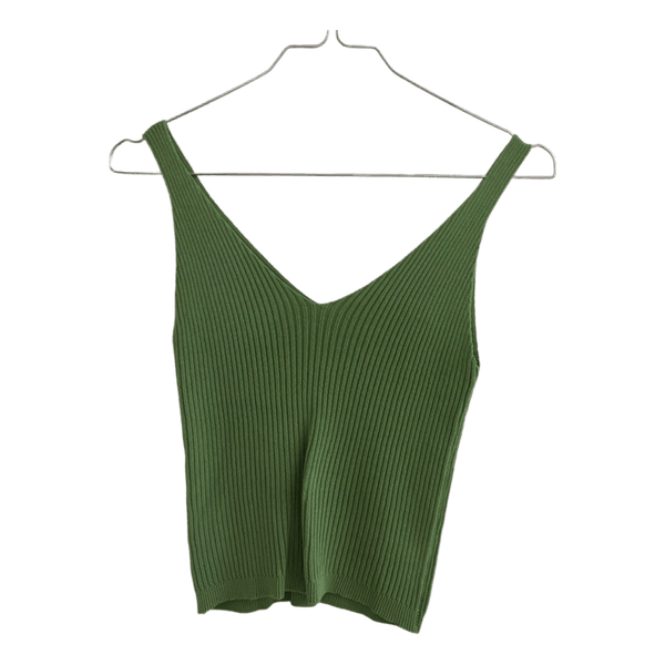 Grøn ribstrikket top
