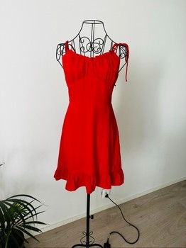 Red ruffled mini dress